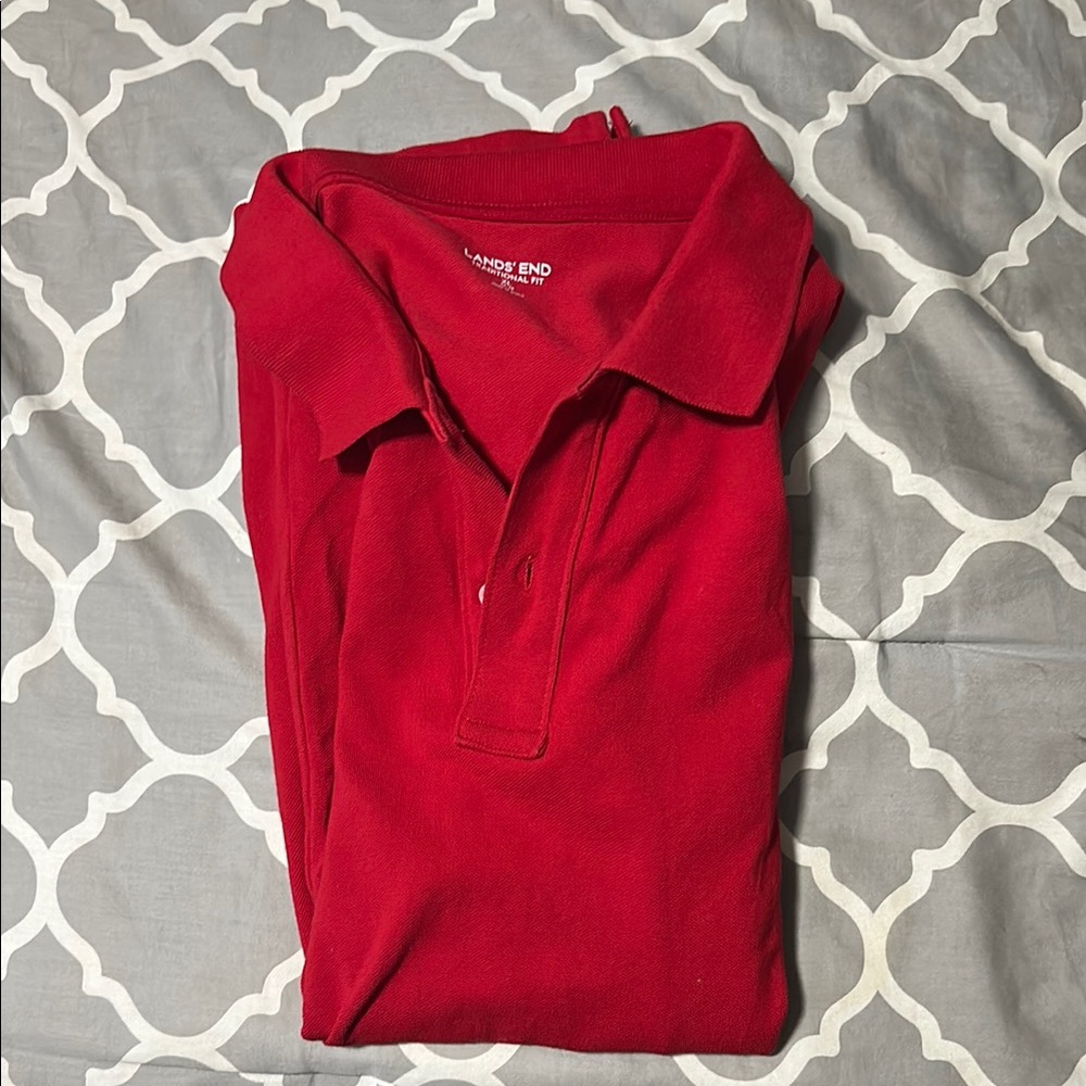 Lands' End Vibrant Red Polo Shirt